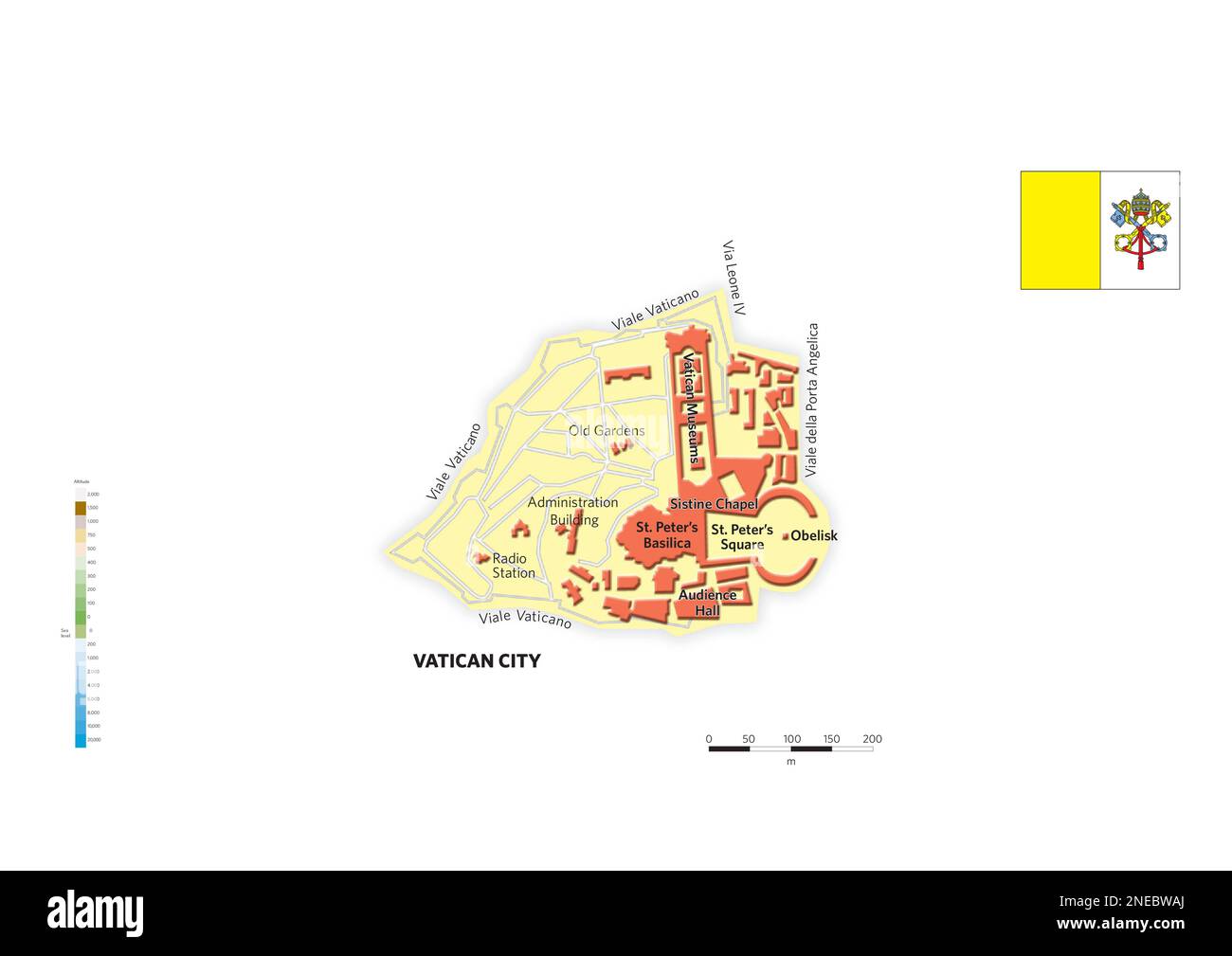 Carte de la Cité du Vatican. [Adobe Illustrator (.ai); 3507x2480]. Banque D'Images