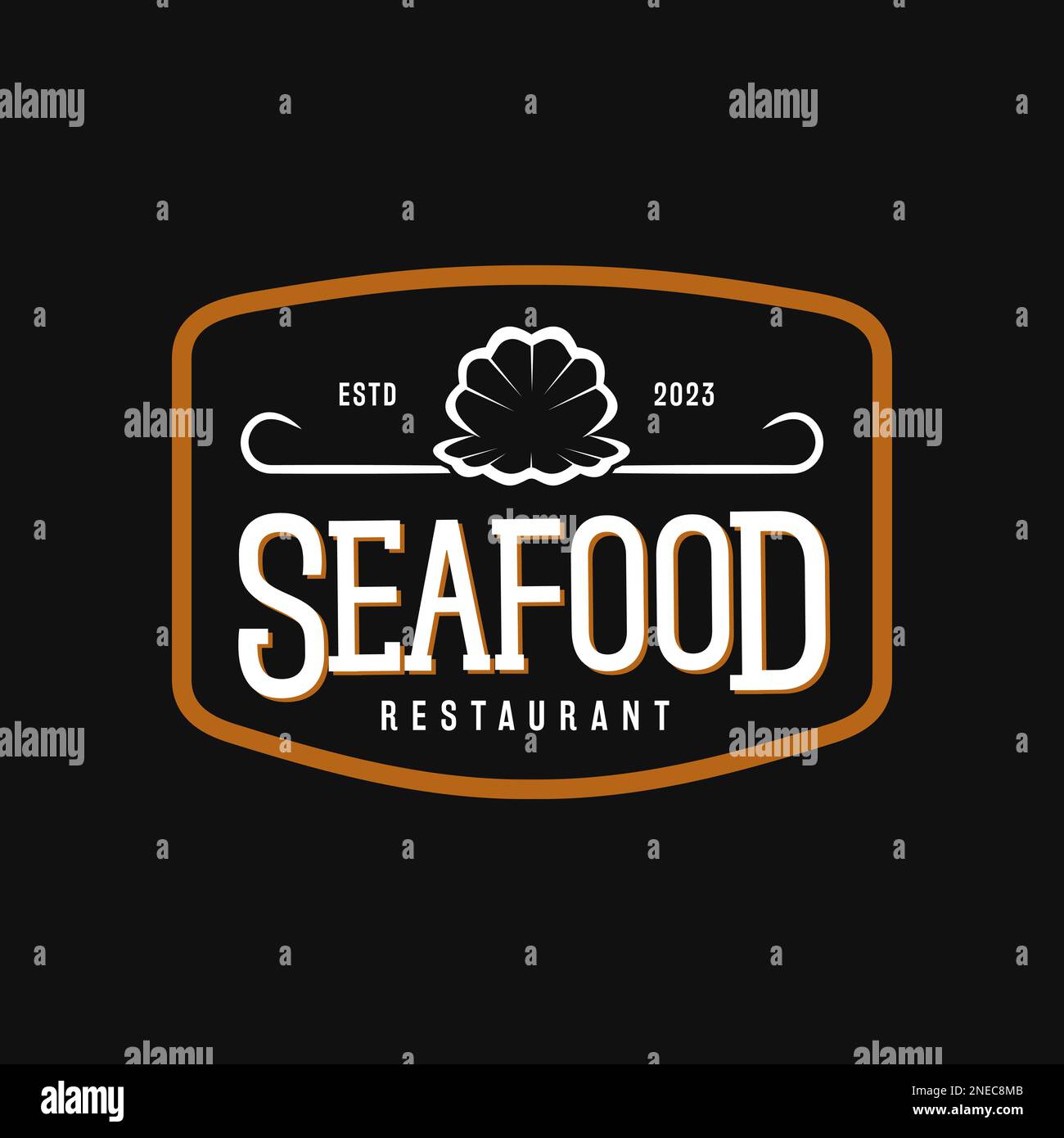 Classic Retro Vintage Label badge for Restaurant Design inspiration Seashell Pearl Seashell logo Illustration de Vecteur