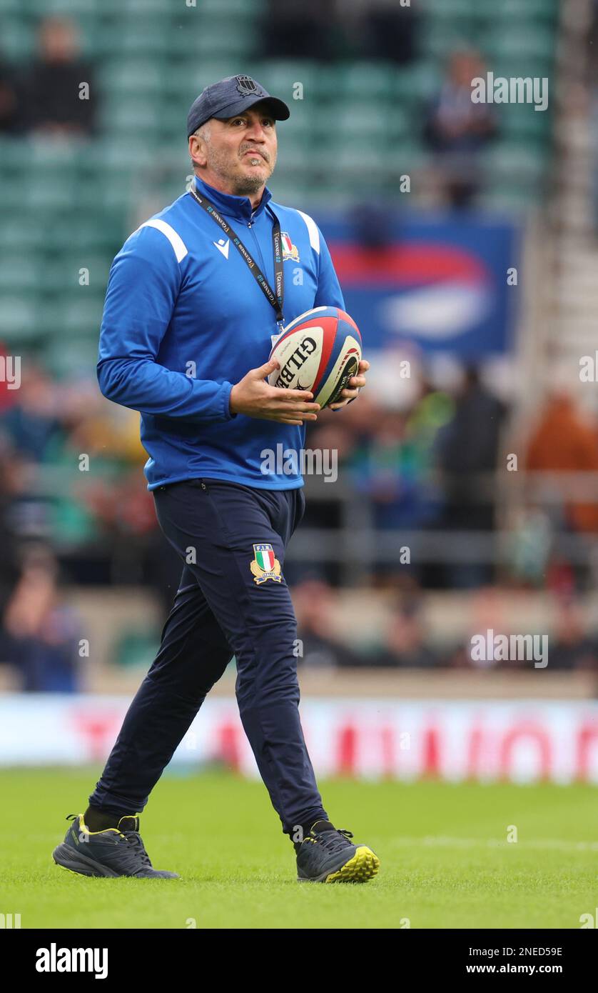 Riccardo Di Maio Analyste de données FIR Fédération italienne de rugby lors du deuxième tour du Championnat des six Nations 2023 entre l'Angleterre et l'Italie à TW Banque D'Images