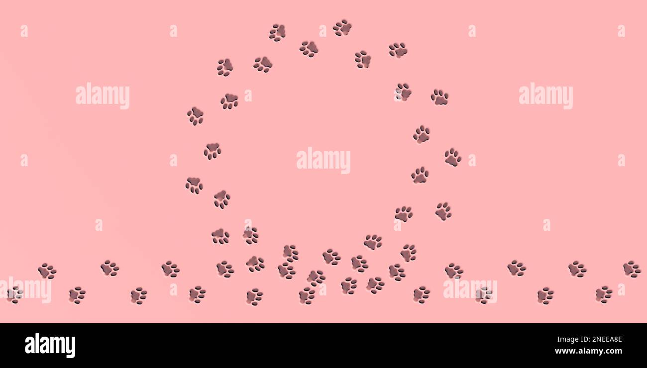 Pattes de chat, chenilles de chat, pattes, chat, trace, cat track, imprimer, fond d'écran, paw print, modèle, cercle, 3d, rose, empreintes, icône, silhouette, animal de compagnie, pieds Banque D'Images