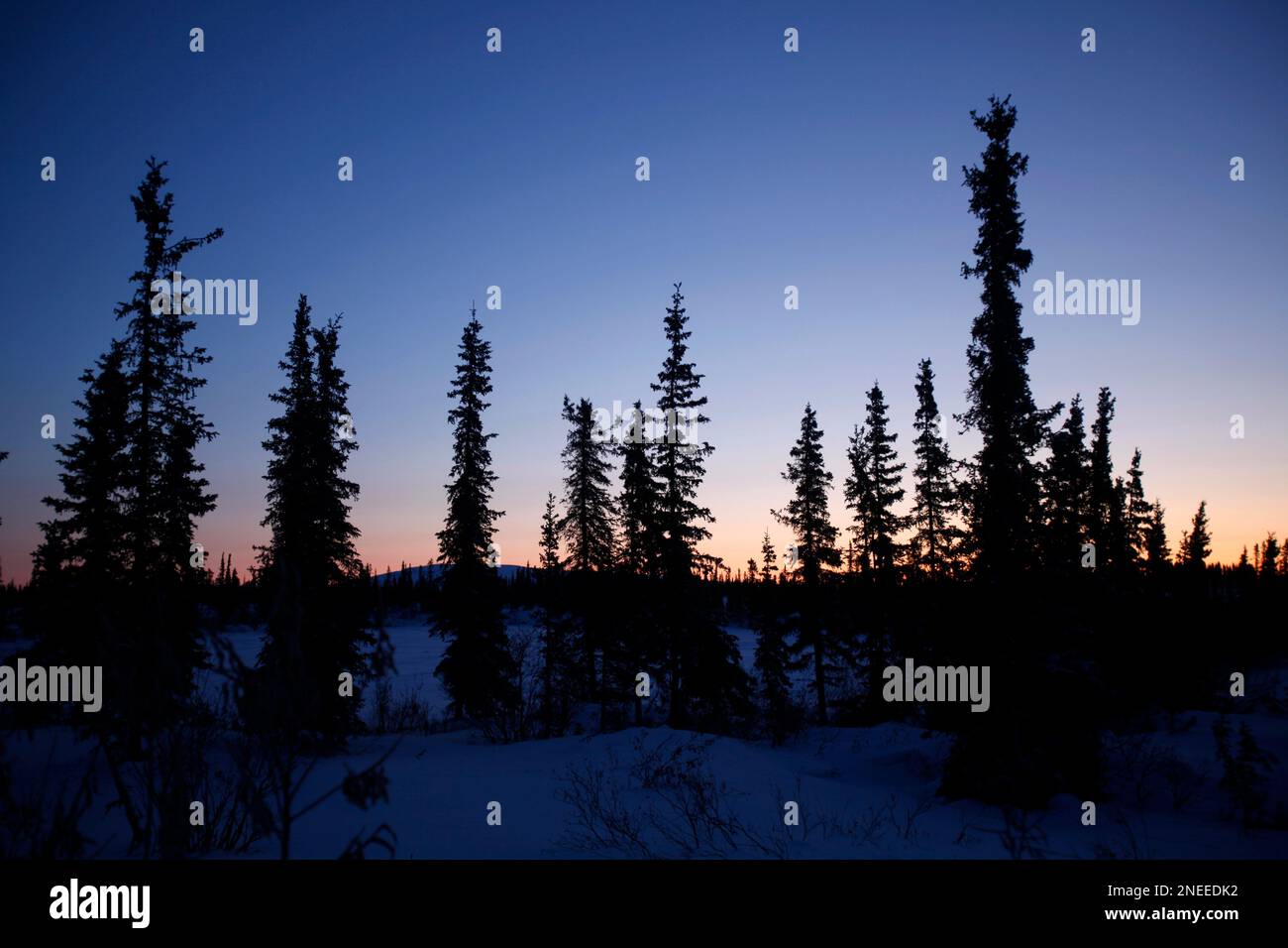 The sky glows with morning twilight in the remote Inupiat Eskimo