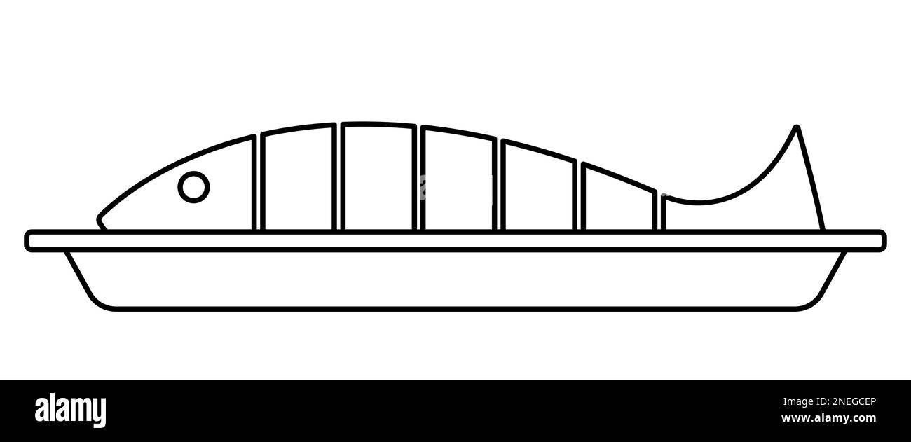 Illustration du poisson grillé sur une assiette Illustration de Vecteur