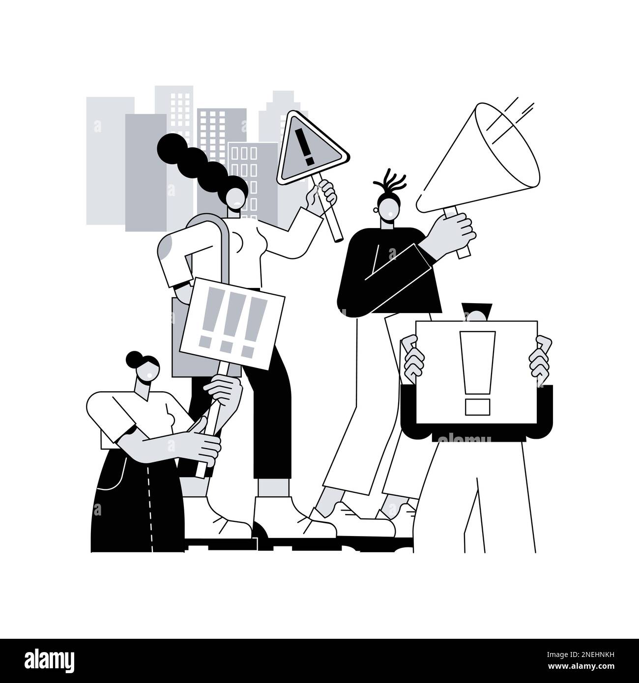 Illustration du vecteur de concept abstrait du mouvement social. Grande foule, protestation de masse, changement social ou politique, action de groupe, mouvement démocratique, droits politiques, métaphore abstraite de propagande. Illustration de Vecteur