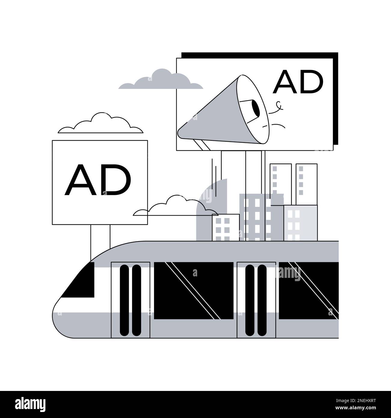 Design publicitaire extérieur résumé concept illustration vectorielle. Hors de la maison de médias, bannière de vente au détail extérieur, la conception de publicité créative, la mise en page de panneau d'affichage de ville, la métaphore de résumé de campagne de marketing. Illustration de Vecteur