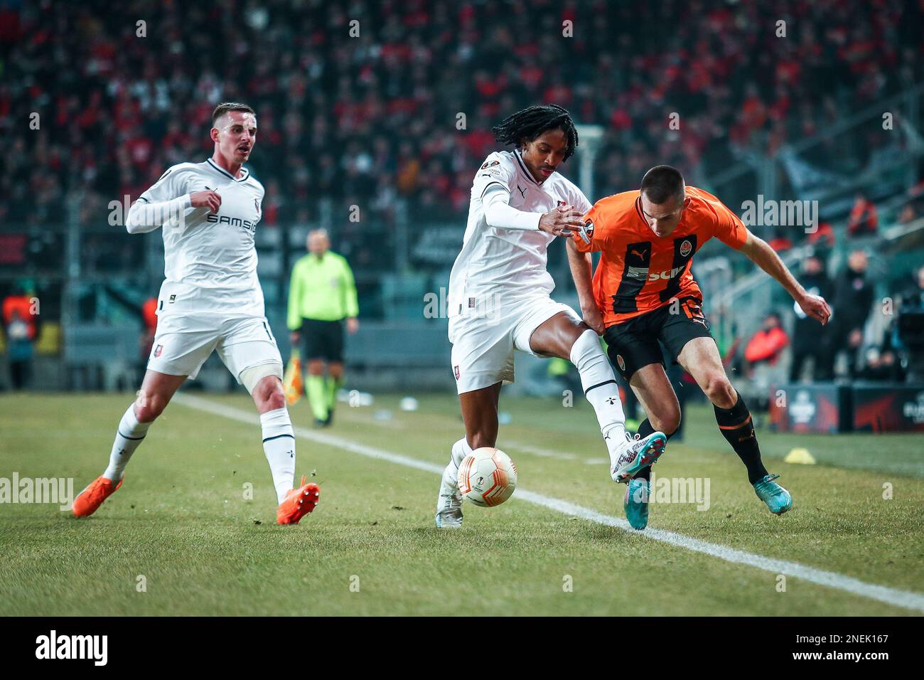 Varsovie, Pologne. 16th févr. 2023. Bogdan Mykhaylitchenko lors du match de l'UEFA Europa League entre Shakhtar Donetsk et Stade Rennes FC sur 16 février 2023 à Varsovie, Pologne. (Photo de PressFocus/Sipa USA) crédit: SIPA USA/Alay Live News Banque D'Images