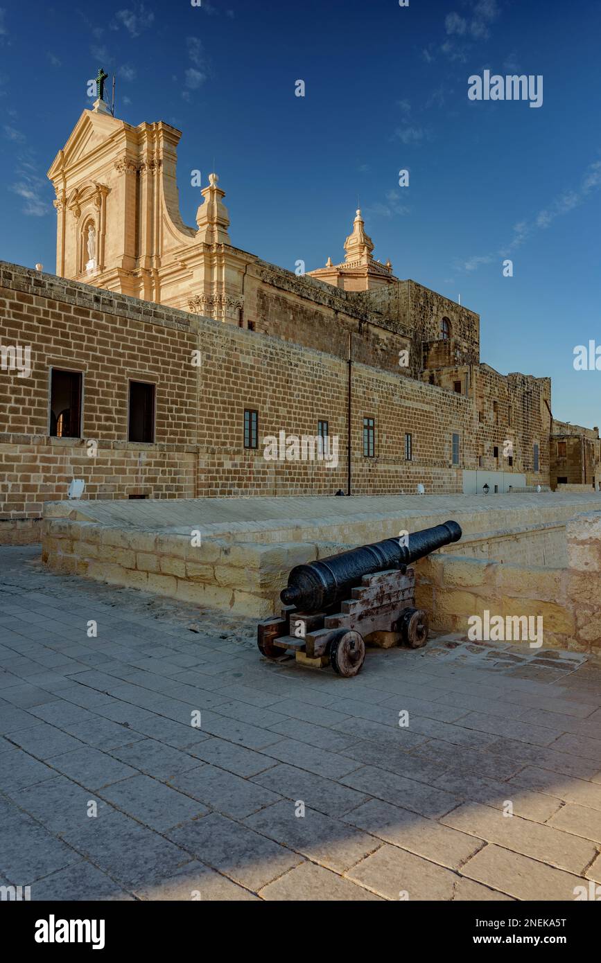 La cathédrale de l'Assomption de la Vierge Marie à l'intérieur de la citadelle fortifiée de Victoria, Gozo Banque D'Images