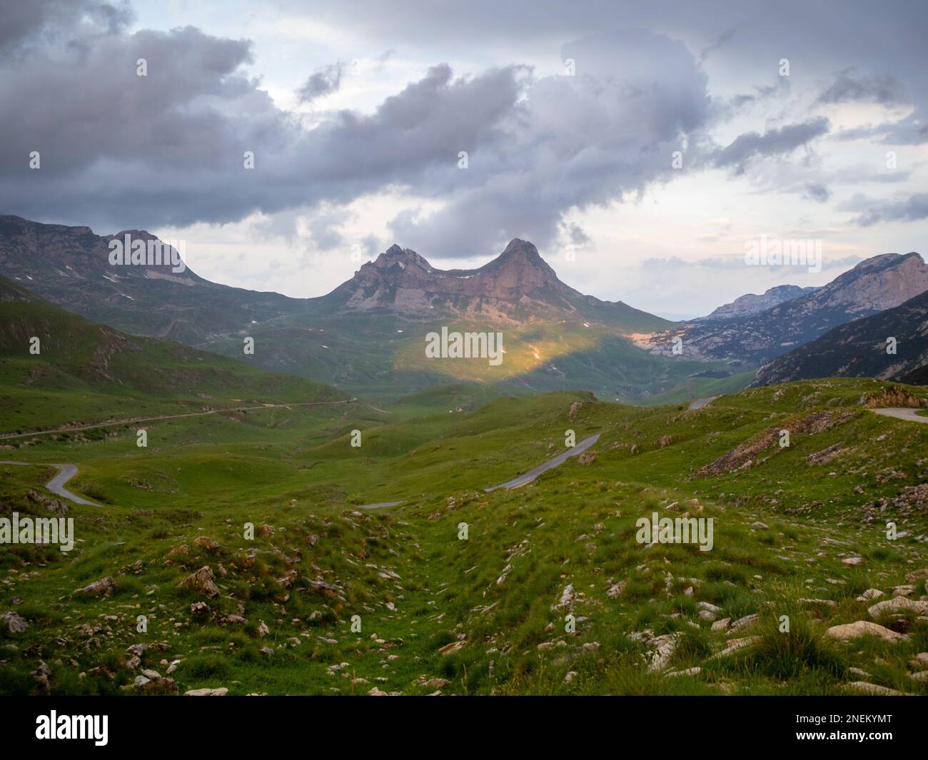 Selle Pass au coucher du soleil, Durmitor Banque D'Images