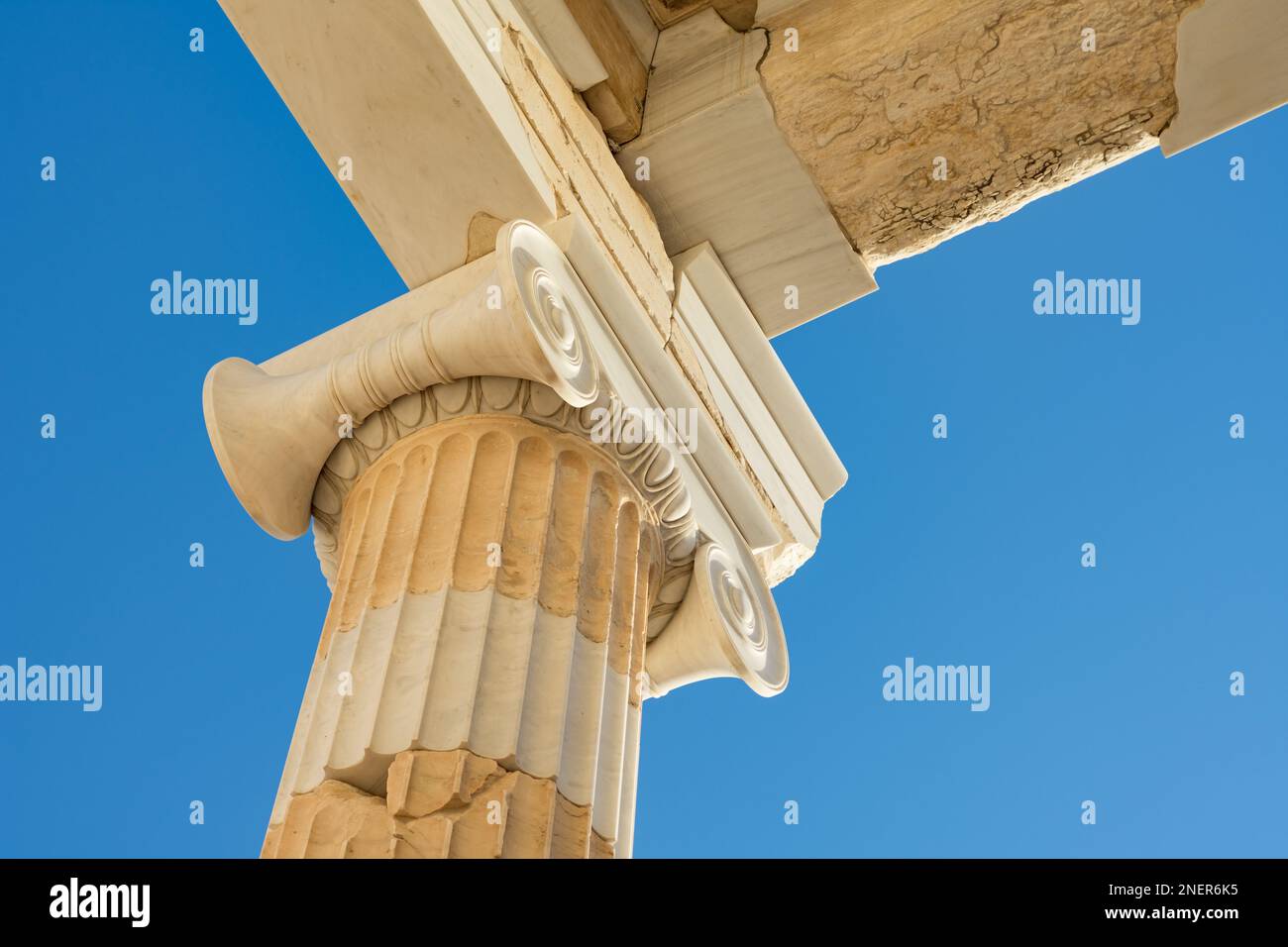 Détail d'une colonne ionique, Acropole d'Athènes Banque D'Images