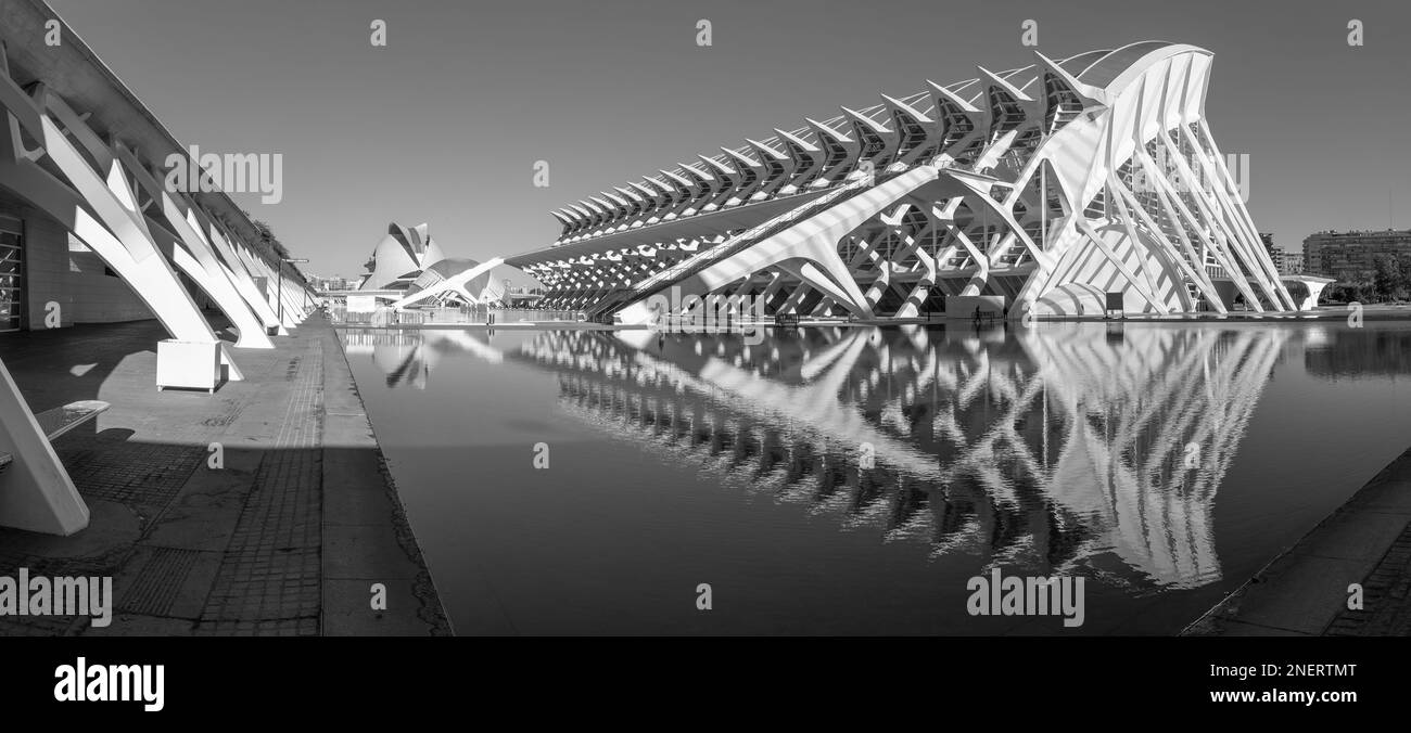 VALENCE, ESPAGNE - 15 FÉVRIER 2022 : la Cité des Arts - Musée des Sciences, conçu par l'architecte valencien Santiago Calatrava. Banque D'Images