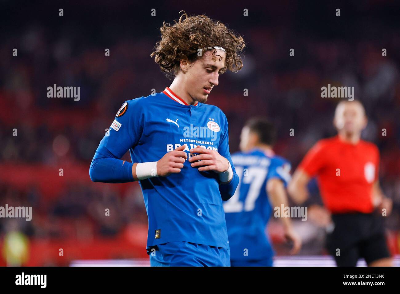 Séville, Espagne. 16th févr. 2023. Fabio Silva (10) du PSV Eindhoven vu lors du match de l'UEFA Europa League entre le FC Sevilla et le PSV Eindhoven à l'Estadio Ramon Sanchez Pizjuan à Séville. (Crédit photo : Gonzales photo/Alamy Live News Banque D'Images