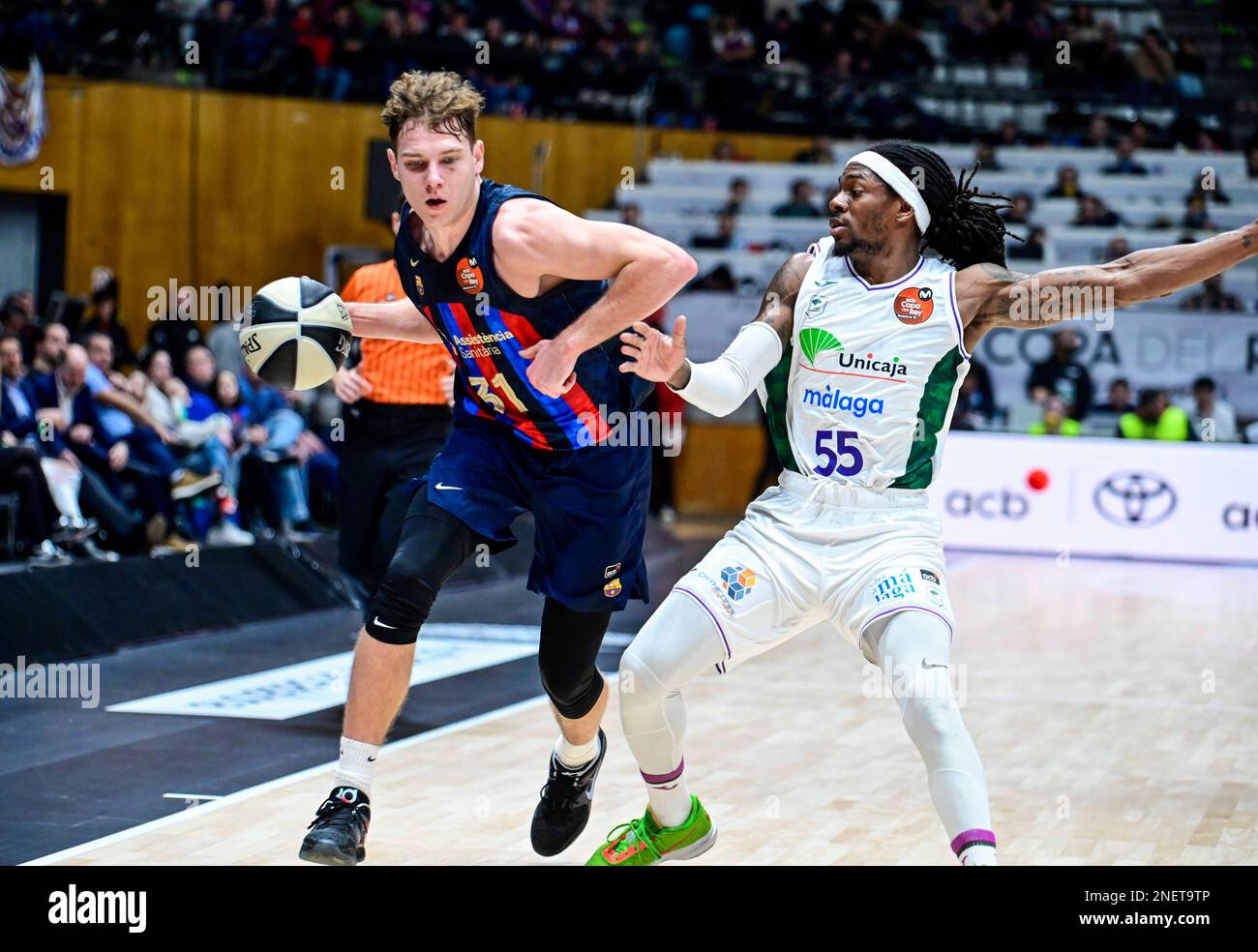 Badalona, Espagne. 16th févr. 2023. Match de basket-ball de la coupe du Roi espagnole contre le FC Barcelone et l’Unicaja, au Pavillon olympique de Badalona, 16 février 2023 900/Cormon crédit de presse: CORMON PRESSE/Alay Live News Banque D'Images