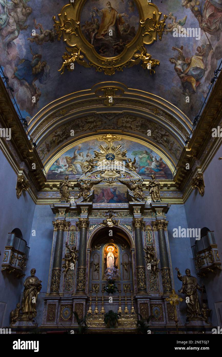 Assise, Italie. Intérieur de l'église de Santa Maria sopra Minerva Banque D'Images