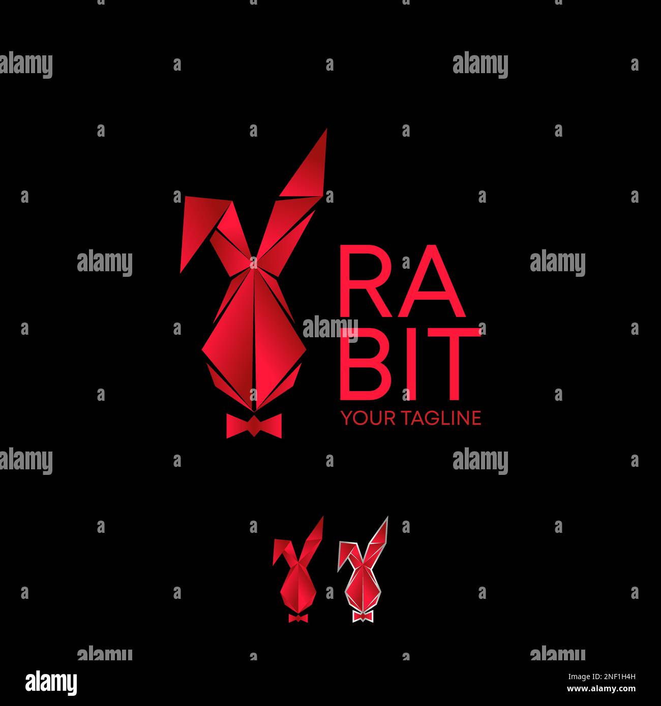illustration lapin avec noeud en couleurs rouges image graphique icône logo design abstrait concept vecteur stock. associé à l'animal ou au caractère Illustration de Vecteur