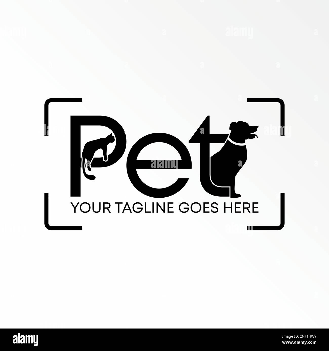 Lettre ou mot PET avec chien et chat image graphique icône logo design abstrait concept vecteur stock. Peut être utilisé comme symbole associé à l'original ou à l'animal Illustration de Vecteur