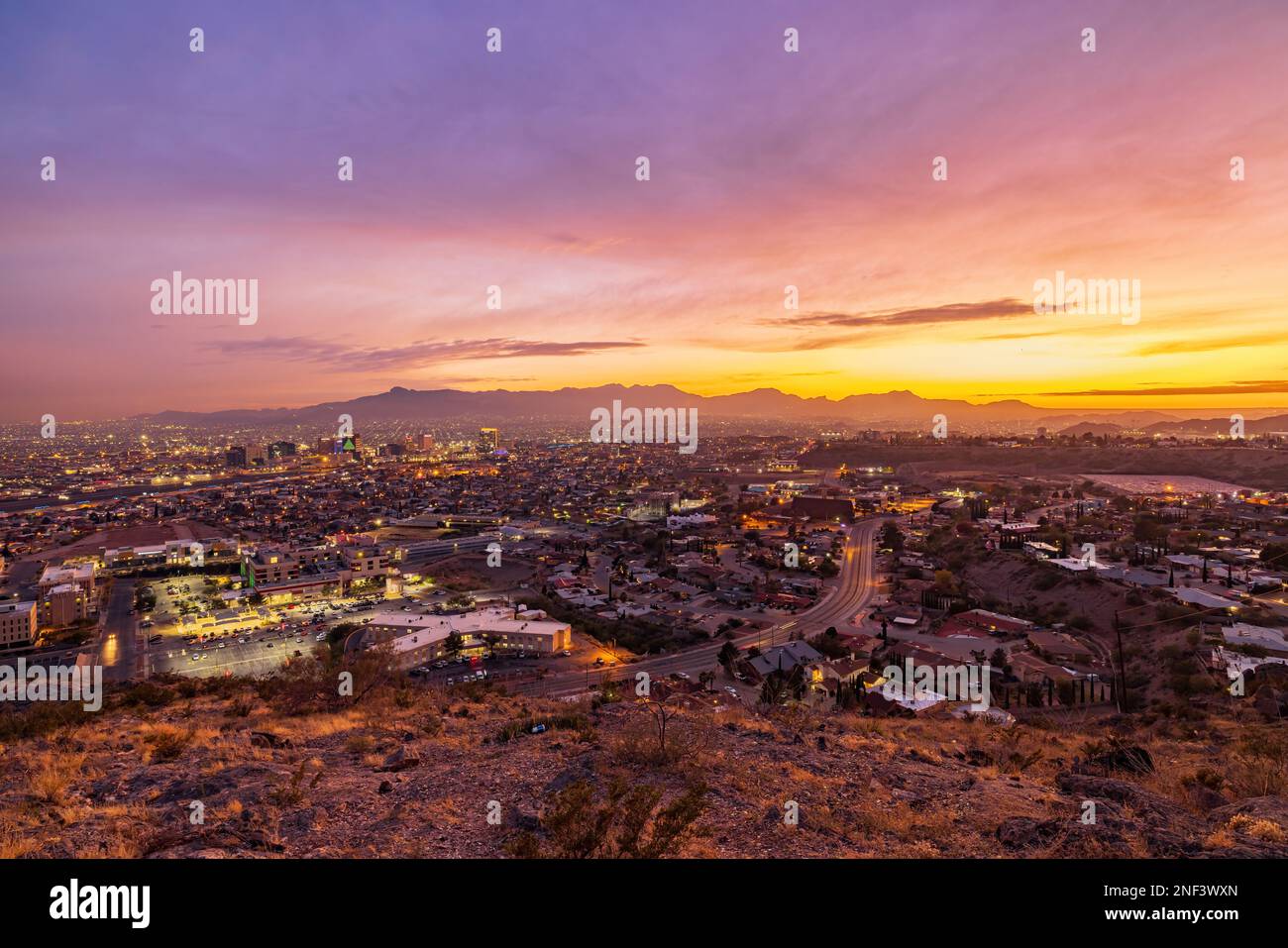 Vue panoramique sur la magnifique ville d'El Paso au Texas Banque D'Images
