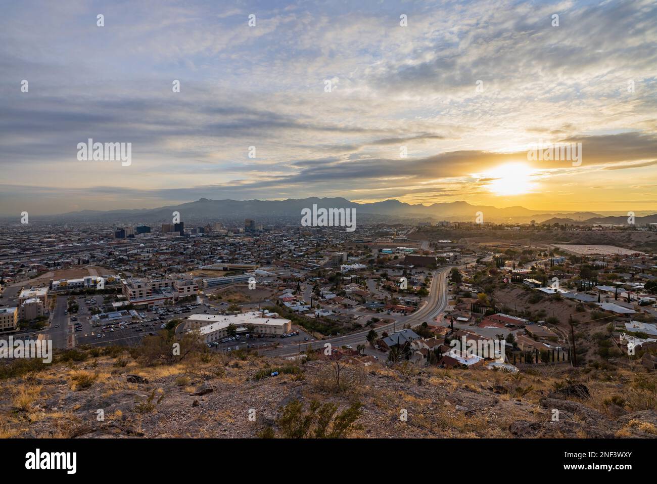 Vue panoramique sur la magnifique ville d'El Paso au Texas Banque D'Images