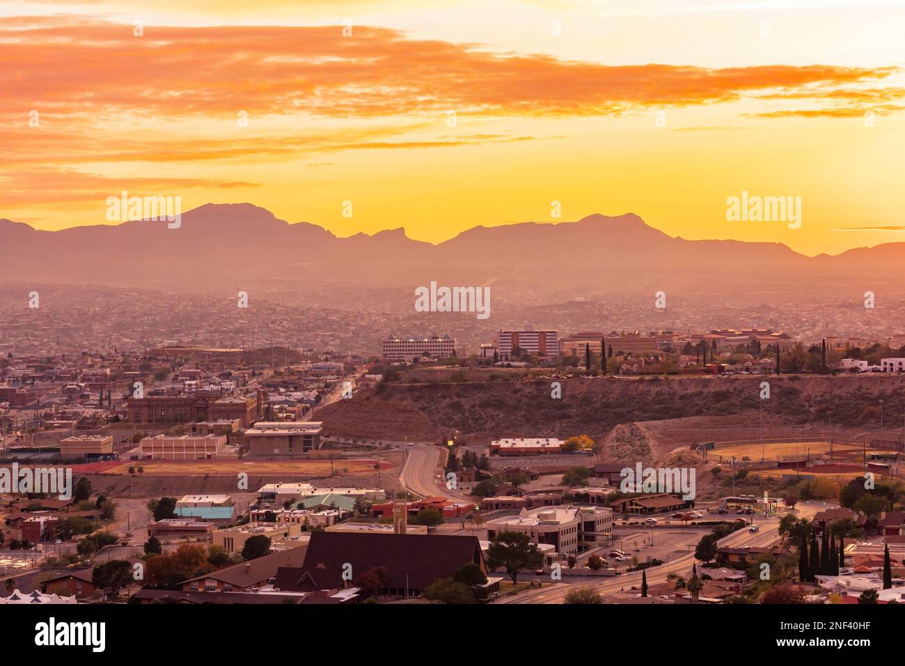 Vue panoramique sur la magnifique ville d'El Paso au Texas Banque D'Images