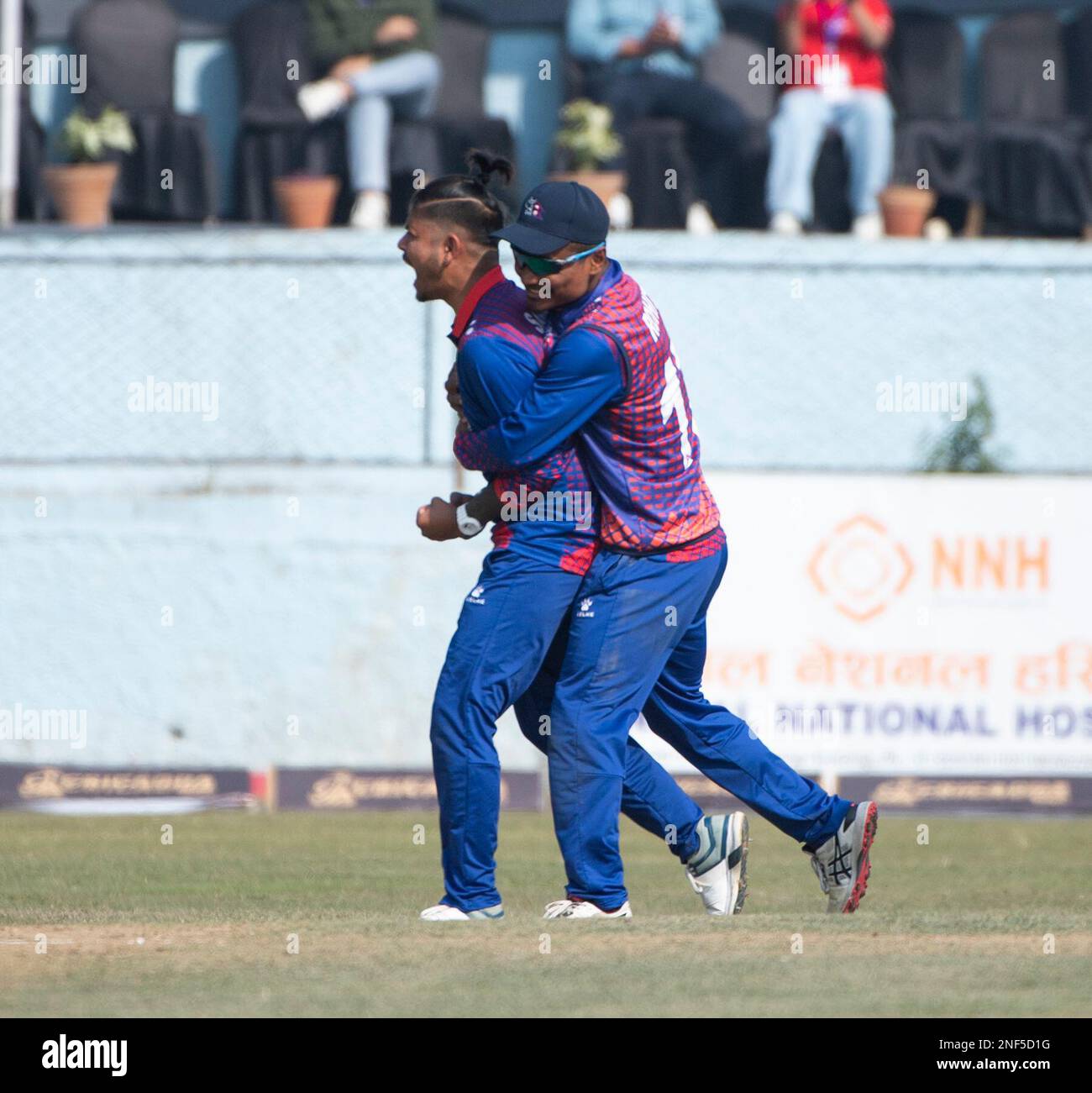 ICC Div 2, Népal. , . L'Écosse prend le Népal dans leur deuxième partie de la Ligue masculine de coupe du monde de cricket de l'ICC 2 au terrain de cricket international de l'Université Tribhuvan, Katmandou, Népal. Crédit : Ian Jacobs/Alay Live News Banque D'Images