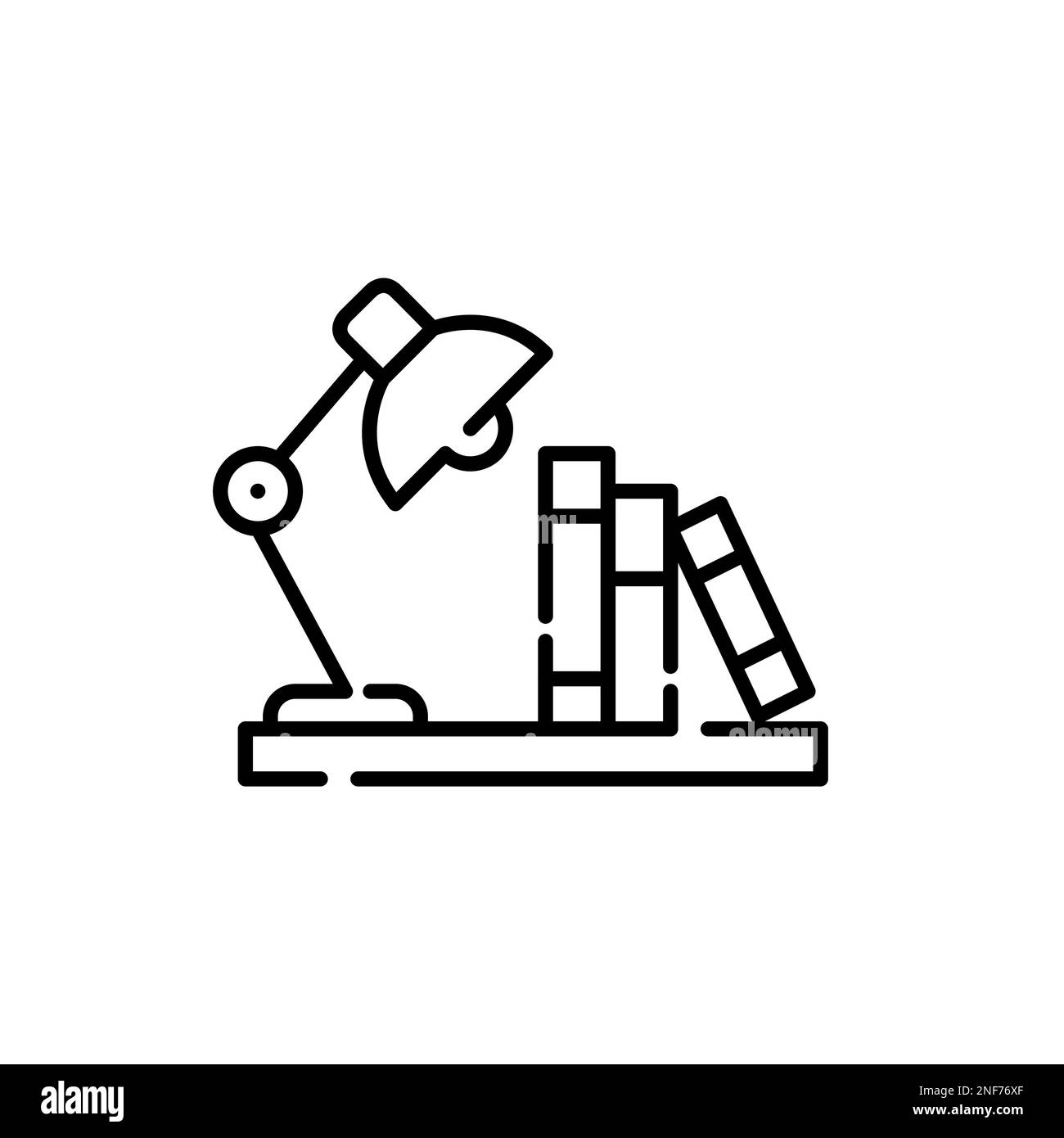 Livres et lampe de bureau sur l'étagère. Travailler ou étudier. Pixel Perfect, icône de contour modifiable Illustration de Vecteur