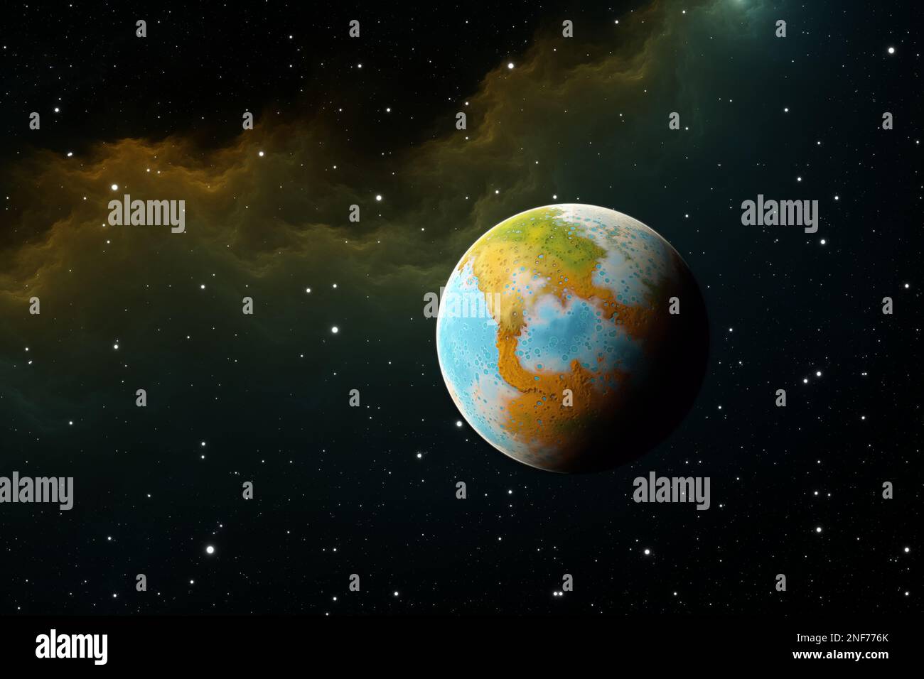 L'exoplanète rocheuse prometteuse avec de l'eau liquide à sa surface. 3D illustration Banque D'Images