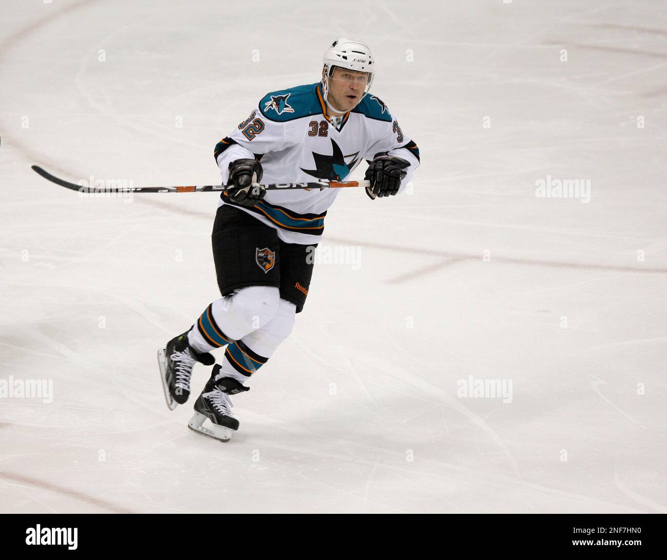 San Jose Sharks forward Claude Lemieux skates against the Detroit Red