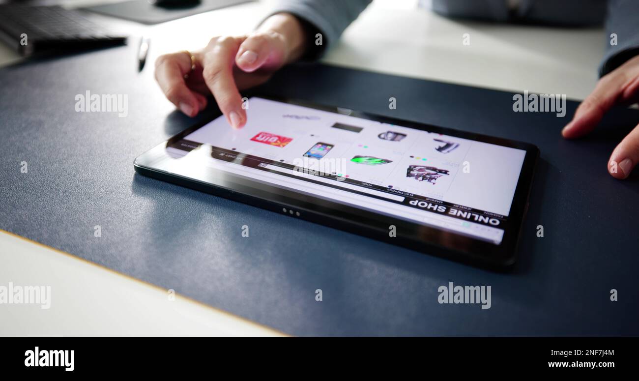 Boutique en ligne du site Web d'Ecommerce Shopping sur tablette Banque D'Images