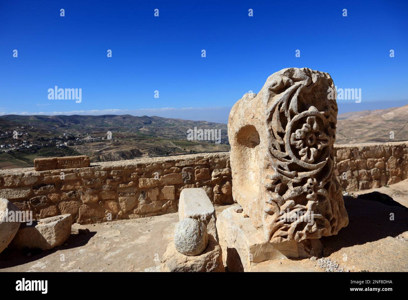 Ruinen einer Kreuzfahrerburg, Templerburg, Kerak, Jordanien / ruines du château des croisés du Royaume de Jérusalem, château des Templiers, Ker Banque D'Images