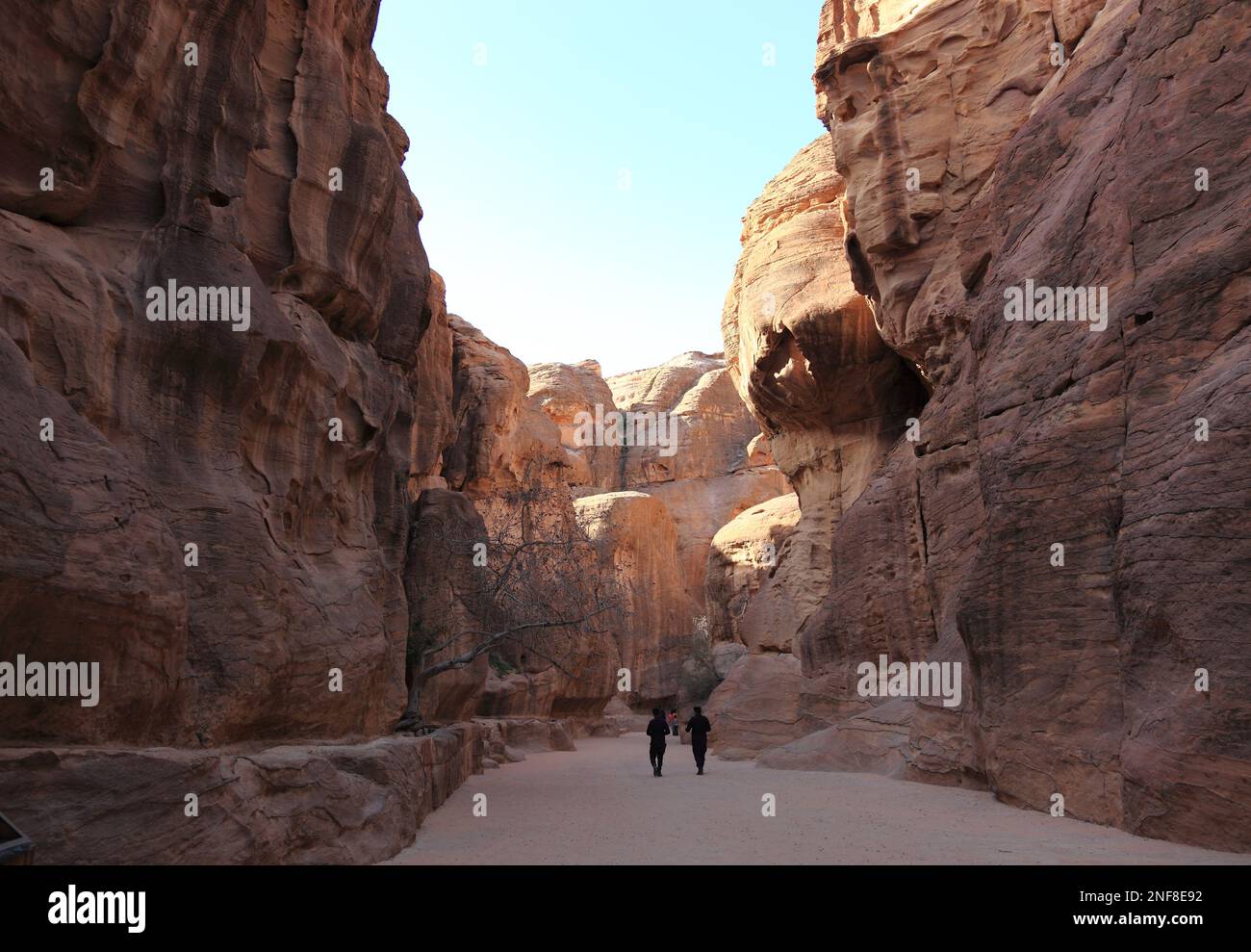 Zugang zu AS-Siq, verlassene Felsenstadt Petra, al-Batra, Hauptstadt des Reiches der Nabatäer, Jordanien, UNESCO-Weltkulturerbe / accès à AS-Siq, Banque D'Images