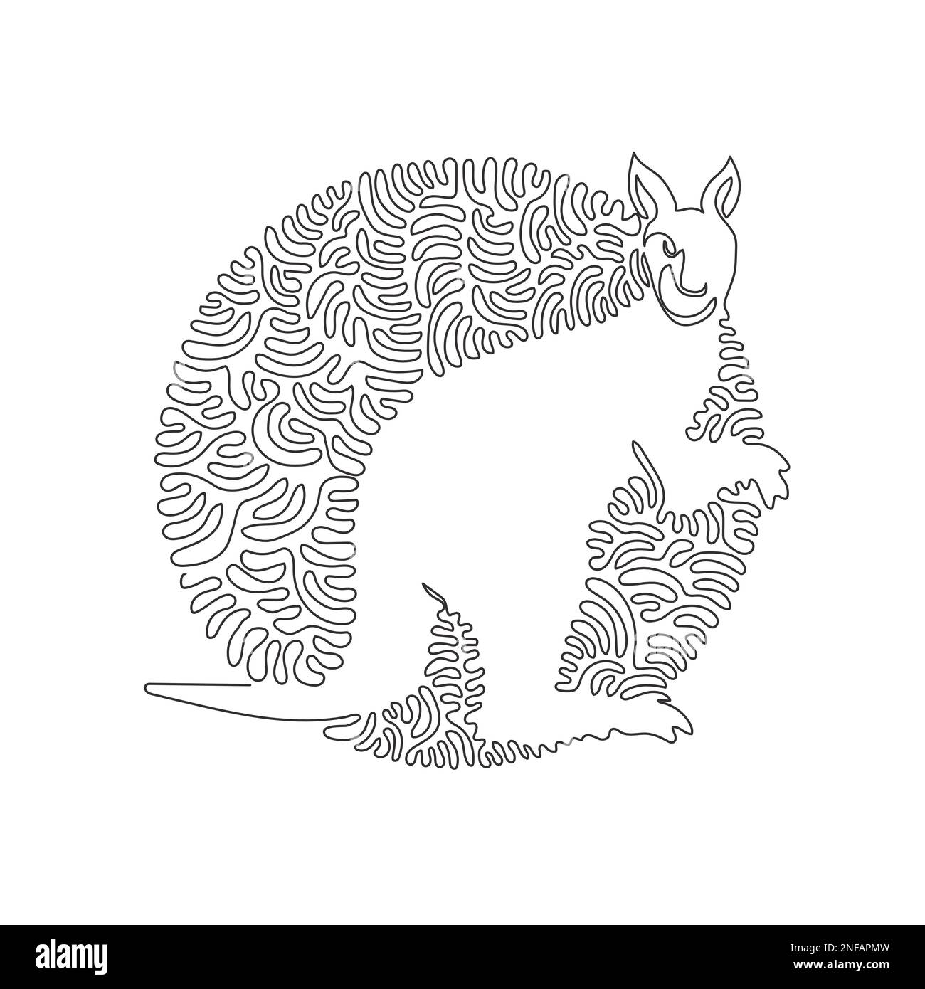 Un seul motif en forme de kangourou. Ligne continue dessin graphique dessin illustration vectorielle de puissantes pattes arrière de kangourou Illustration de Vecteur