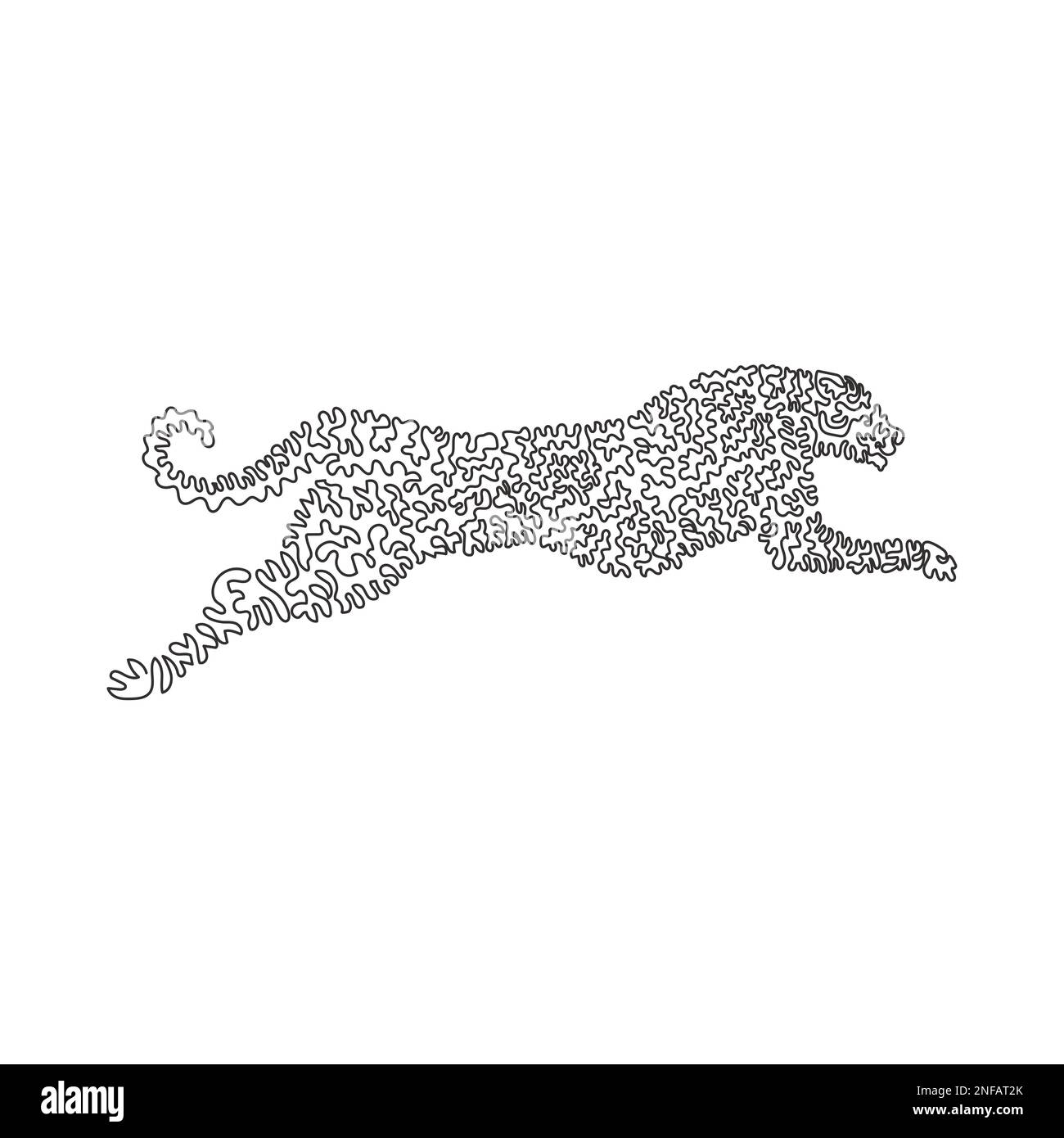 Simple pli une ligne dessin art abstrait Cheetah est le mammifère le plus rapide. Dessin de ligne continue illustration vectorielle de la guépard féroce Illustration de Vecteur