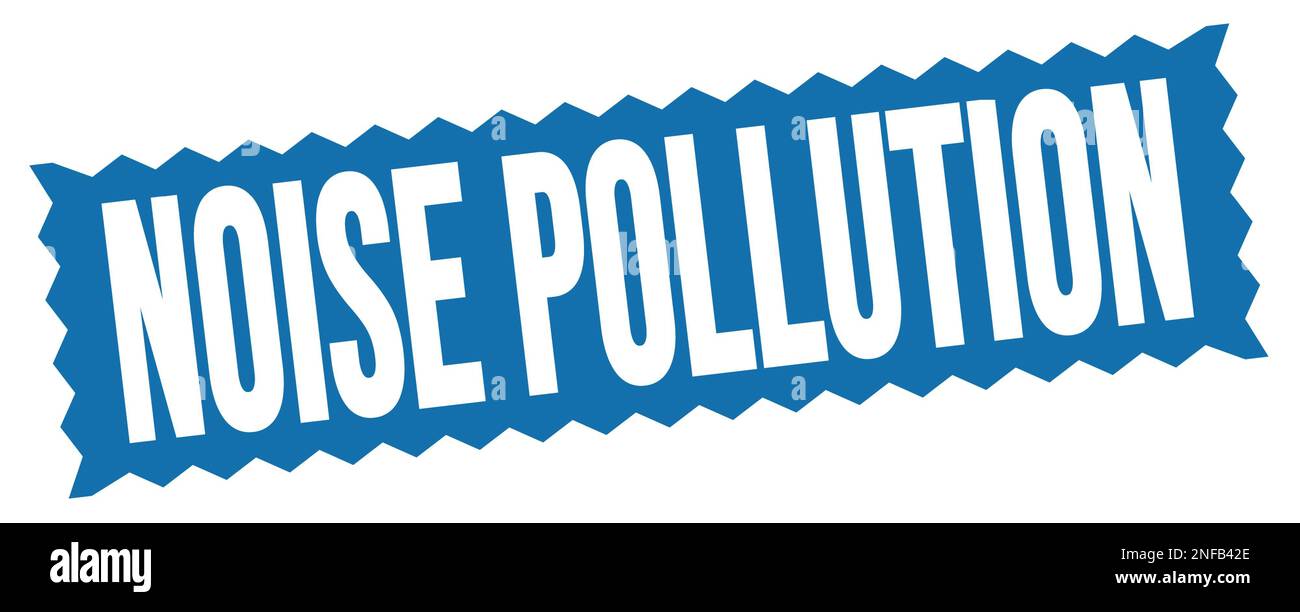 Texte DE POLLUTION SONORE inscrit sur l'affiche en zigzag bleue. Banque D'Images
