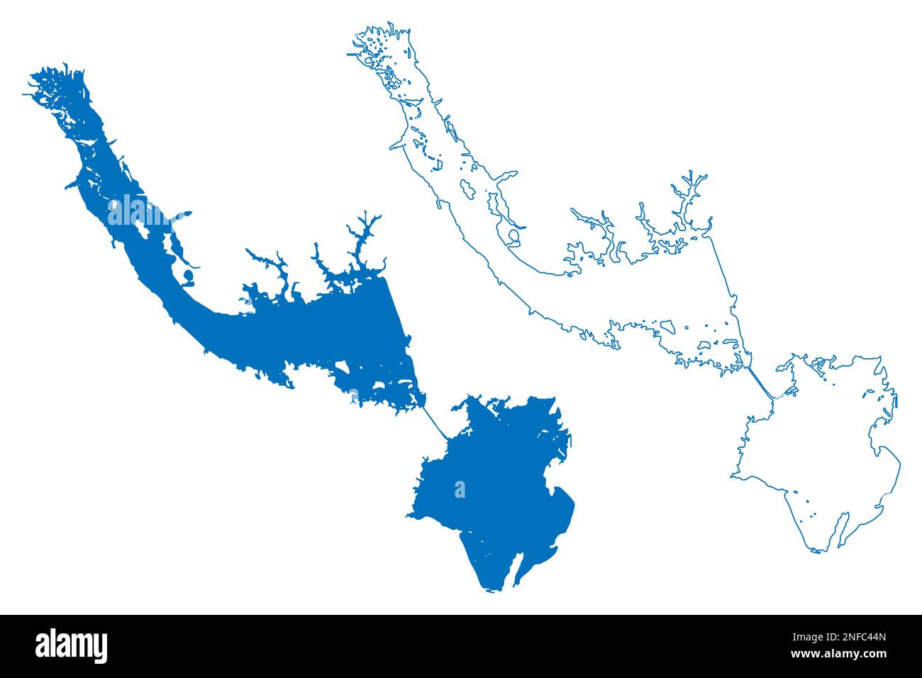 Lake Marion et Moltrie Reservoir (États-Unis d'Amérique, Amérique du Nord, États-unis, Caroline du Sud) carte illustration vectorielle, scribble sketch Santee Illustration de Vecteur