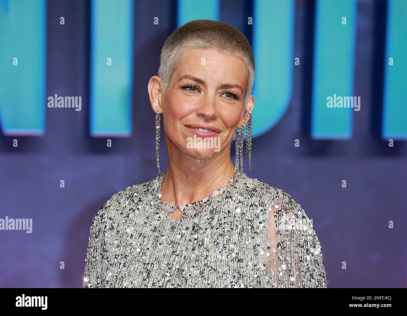 Evangeline Lilly assiste au Gala screening britannique « Ant-Man and the Wasp: Quantumania » au BFI IMAX Waterloo à Londres, en Angleterre. Banque D'Images