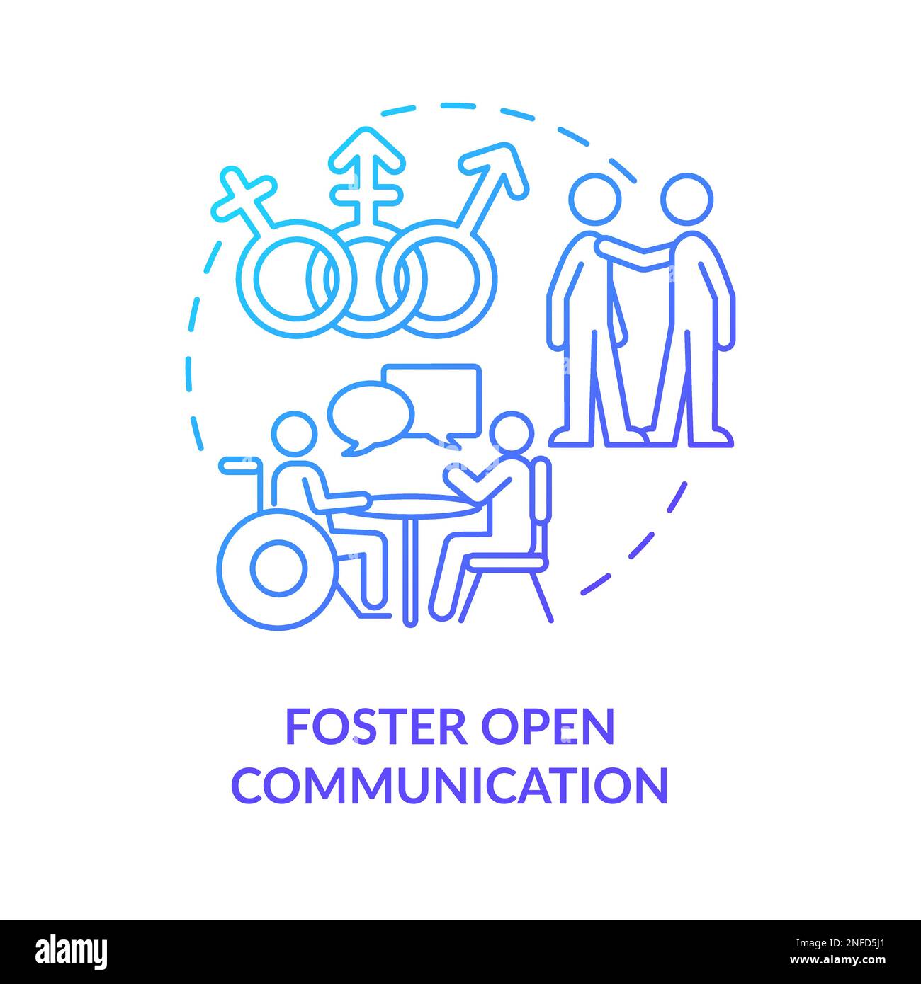 Icône de concept de gradient bleu favorisant la communication ouverte Illustration de Vecteur