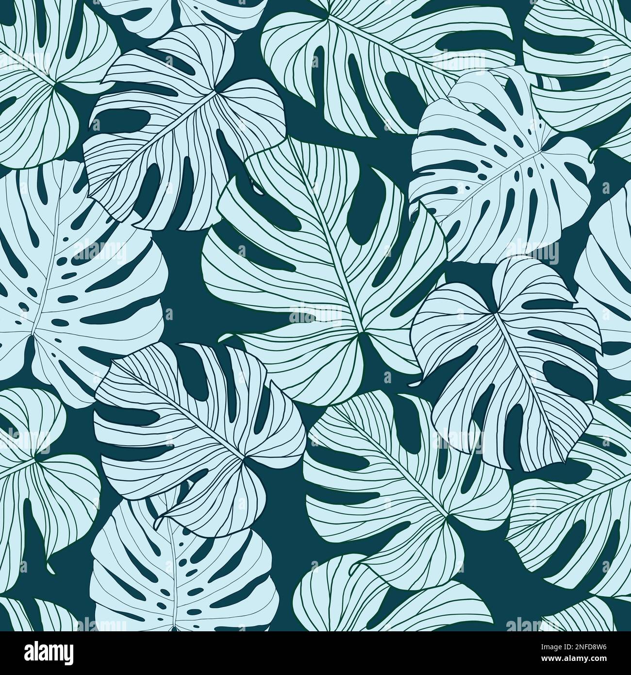 Monstera laisse un motif sans couture pour le textile ou le papier peint. Vecteur feuilles tropicales arrière-plan Illustration de Vecteur
