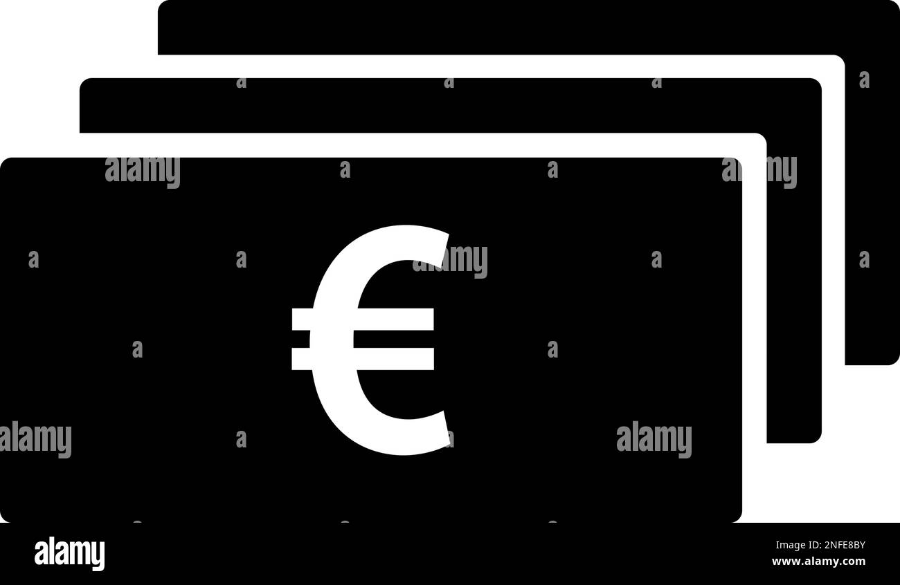 Icône de silhouette de billet de banque en euros. devise euro. Vecteur modifiable. Illustration de Vecteur