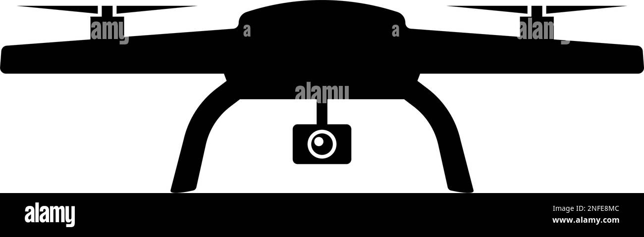 Icône de silhouette aérienne de drone. Vecteur modifiable. Illustration de Vecteur