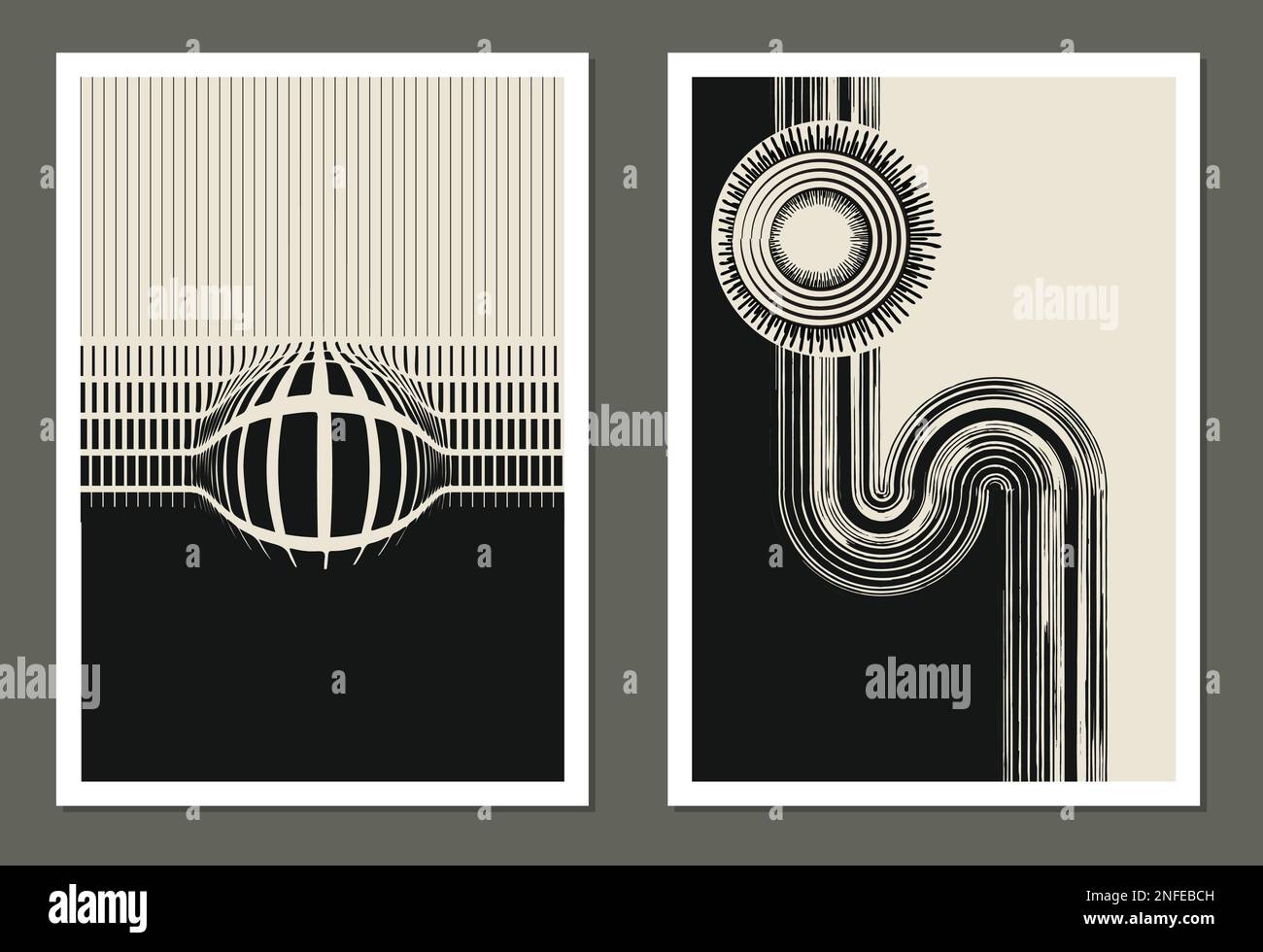 Illustration abstraite sphérique ligne noire 3D pour la décoration intérieure, l'art mural, l'affiche, la brochure et la conception graphique. Illustration vectorielle Illustration de Vecteur