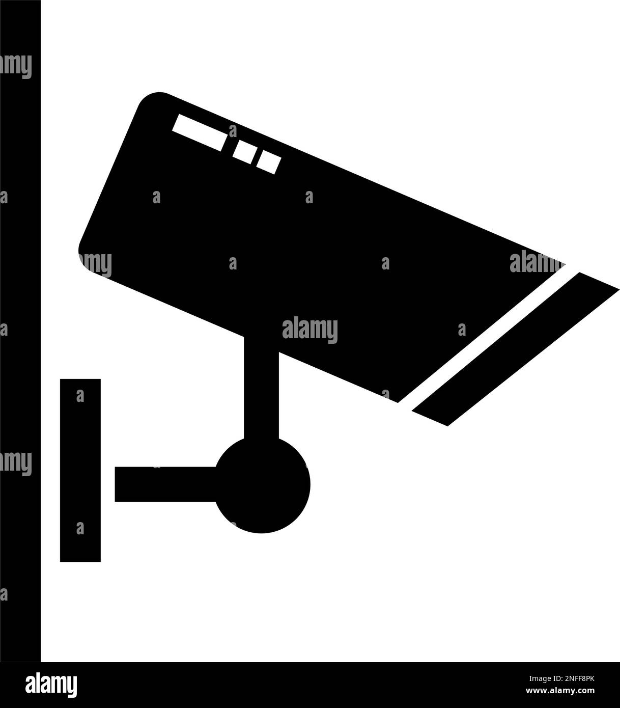 Icône représentant une silhouette de caméra de sécurité d'extérieur fixée au mur. Vecteur modifiable. Illustration de Vecteur