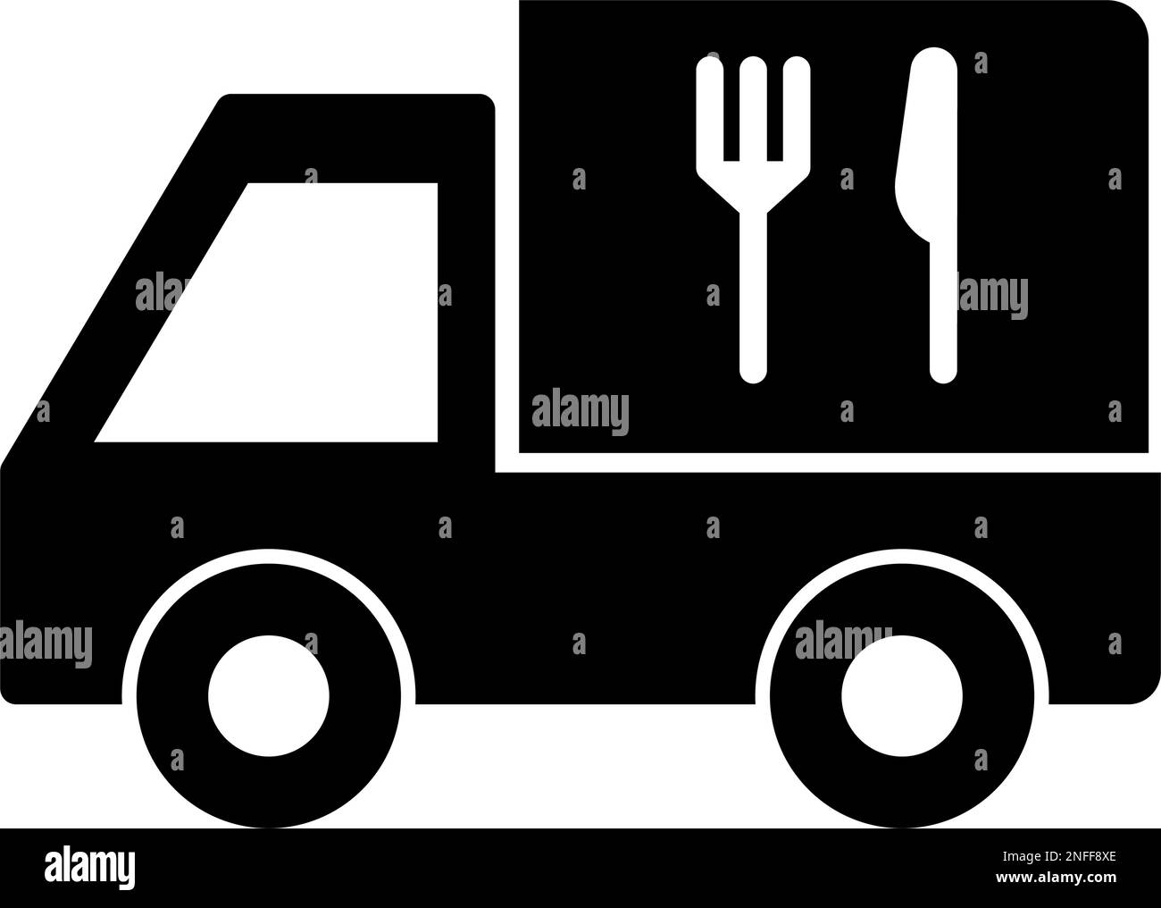 Icône de silhouette de camion de livraison de nourriture. Vecteur modifiable. Illustration de Vecteur