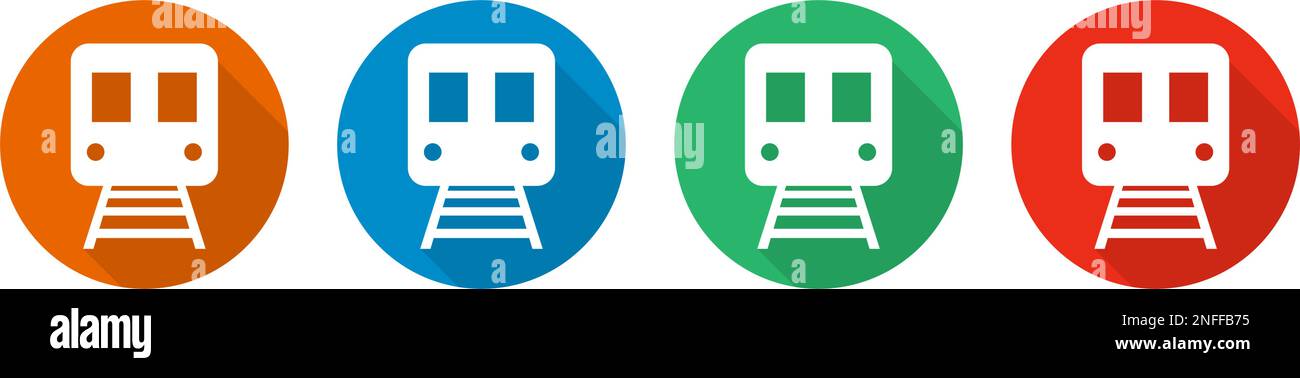 Ensemble d'icônes d'ombre arrondie et de silhouette de train. Vecteur modifiable. Illustration de Vecteur