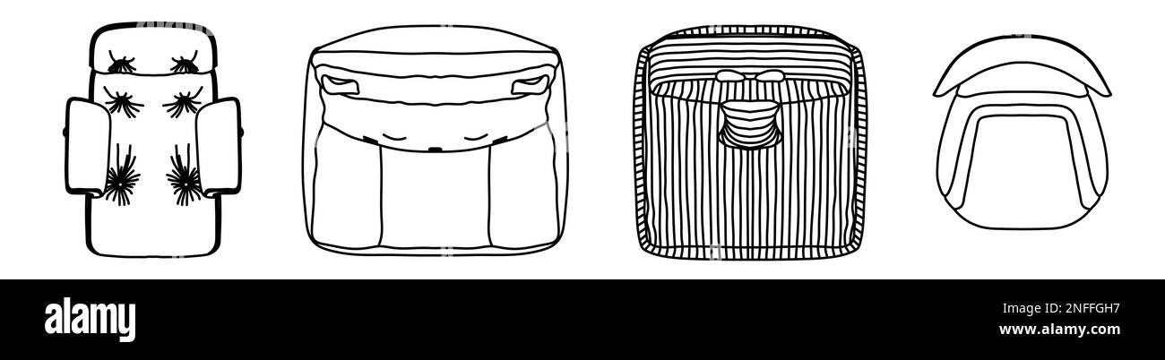 Concept ou ensemble conceptuel ou collection de fauteuils de différentes perspectives isolés sur blanc. 3d illustration comme métahor pour l'architecture et Banque D'Images