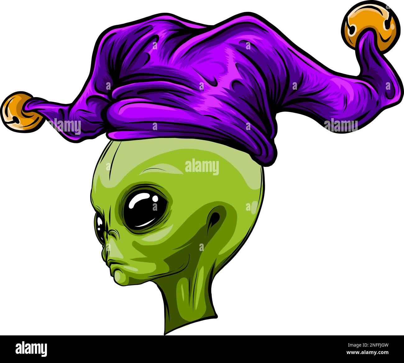 Icône de vecteur de visage de clown d'Alien, personnage de funster d'Halloween. Illustration de Vecteur