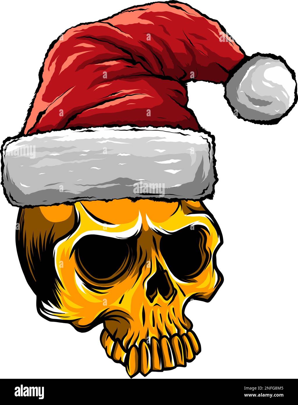 Illustration vectorielle crâne de Noël. t-shirts de style vintage Illustration de Vecteur
