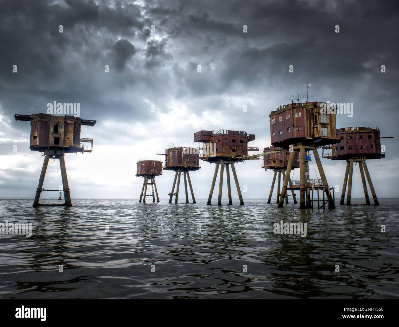 La mer de Maunsell sur l'estuaire de la Tamise Banque D'Images