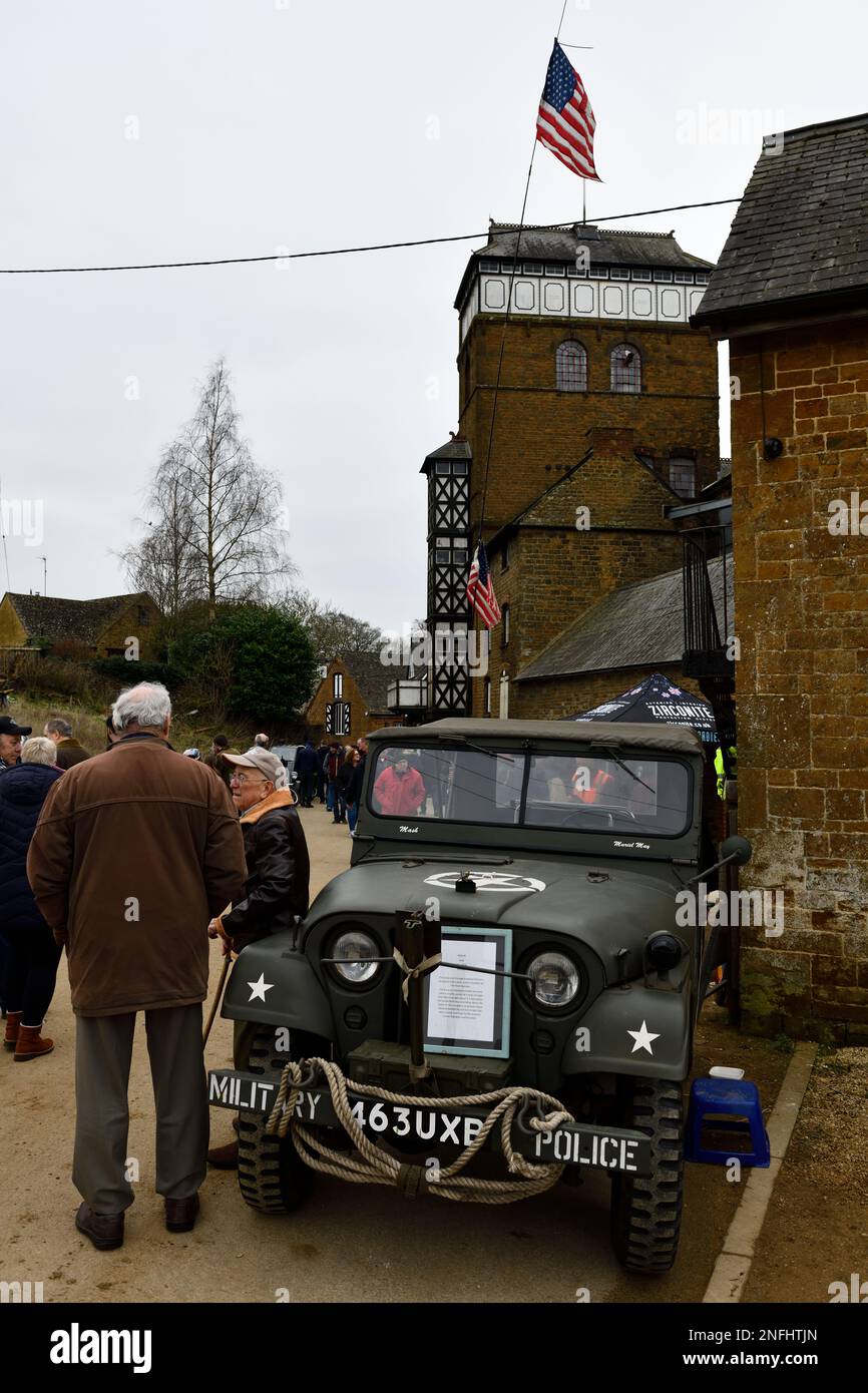 Jeep WW2 garée dans une exposition statique à Hook Norton Brewery Angleterre royaume-uni.12 février 2023 crédit:Melvin Green/Alay Live News. Banque D'Images