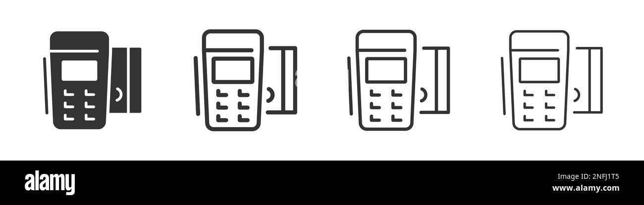 Collection d'icônes de terminal de point de vente dans deux styles différents et différentes formes. Illustration vectorielle EPS10 Illustration de Vecteur