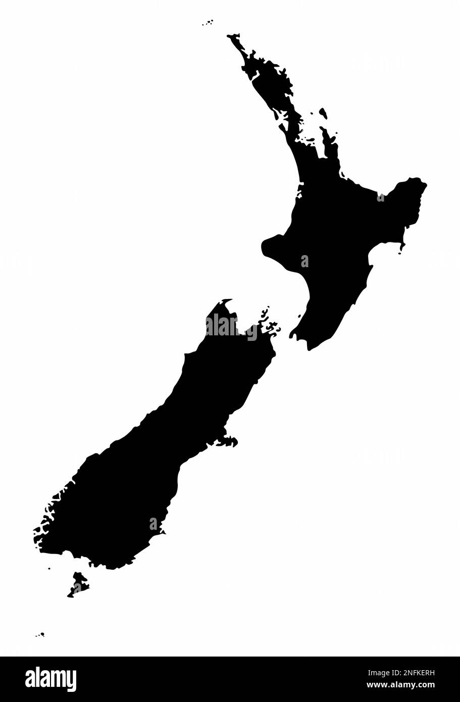 Silhouette de carte de la Nouvelle-Zélande isolée sur fond blanc Illustration de Vecteur