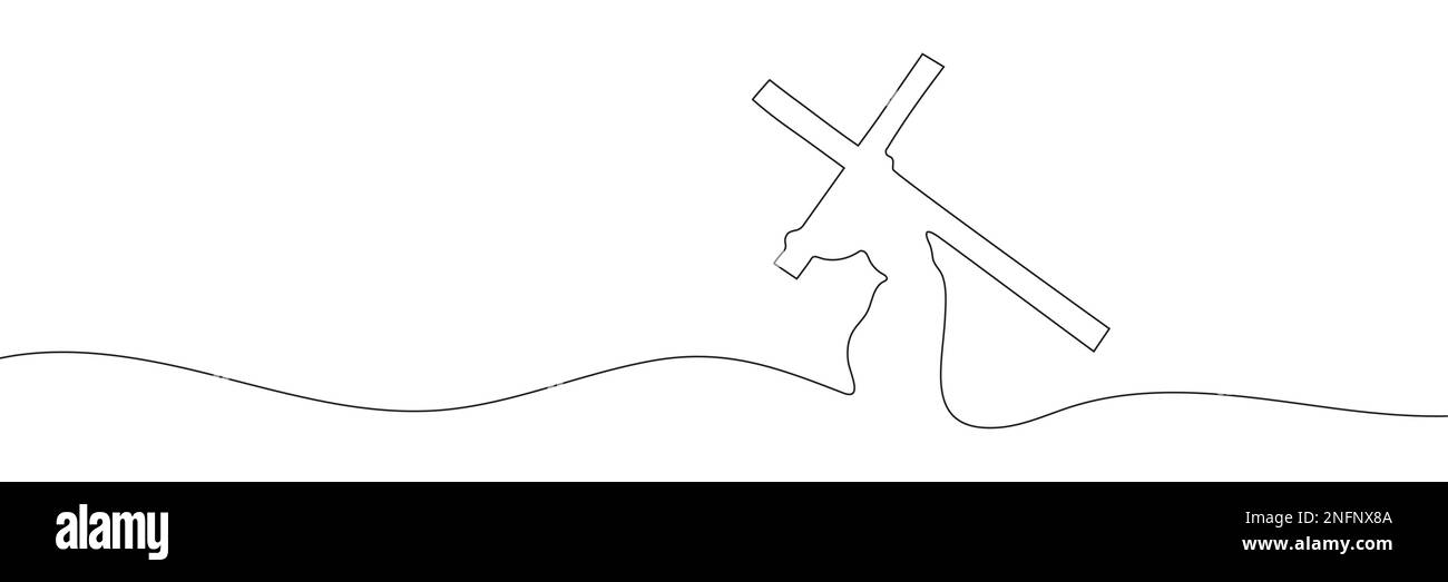 dessin de jésus-christ portant la croix tracée ligne continue. Illustration vectorielle Illustration de Vecteur