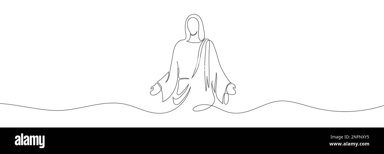 Une ligne continue dessinant la main minimale de Jésus-Christ. Illustration vectorielle Illustration de Vecteur